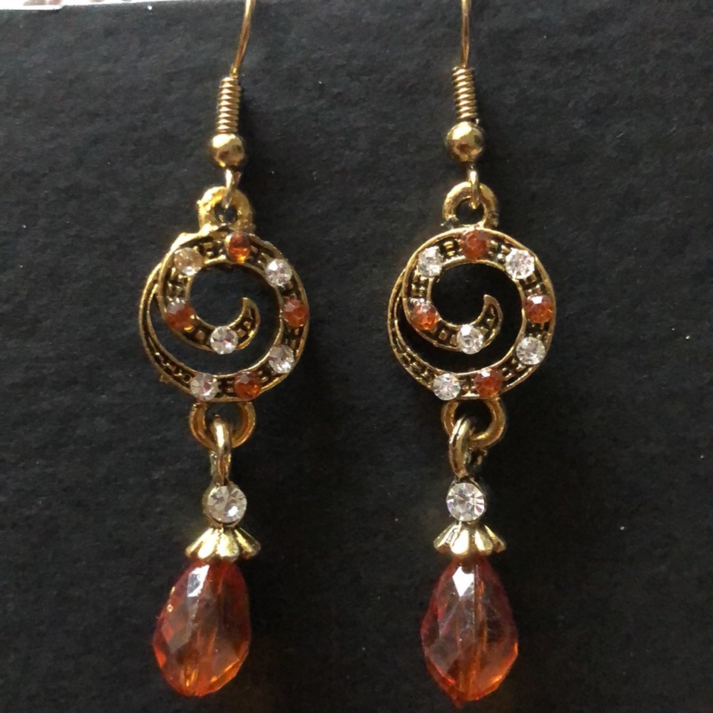 Orange and gold earrings